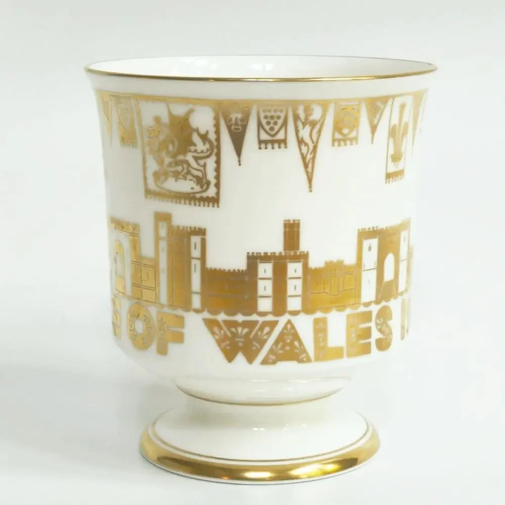Vintage 1969 Coalport Prince of Wales Commemorative Bone China Loving Cup Goblet